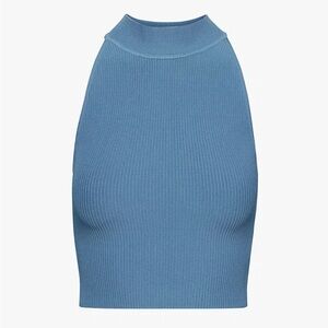 Aritzia Babaton Sculpt Knit Halter Top (Flagstone Blue)